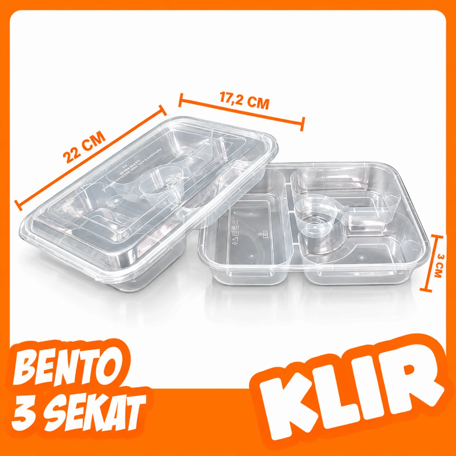 Klir Thinwall Bento Isi 25 (3 Sekat)