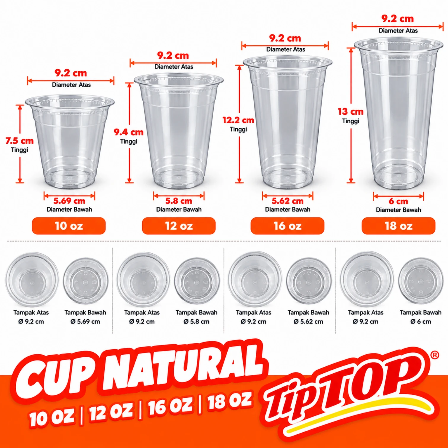 Tip Top Gelas Isi 50 (Natural, 10oz)